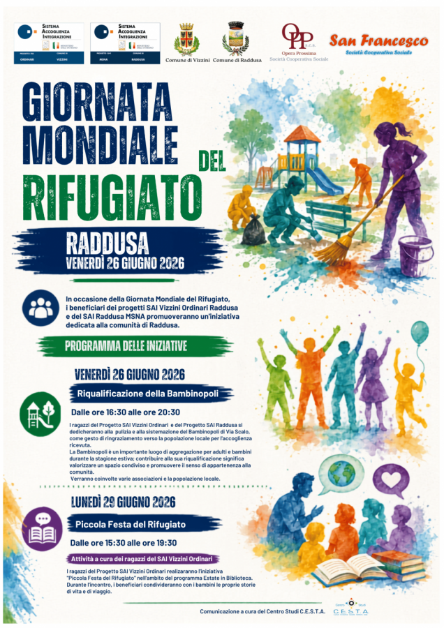 Raddusa celebra la Giornata Mondiale del Rifugiato 2026 con iniziative dedicate alla comunità, alla cura degli spazi comuni e alla condivisione
